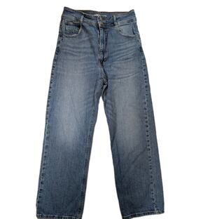 Zara High Rise Wide Straight Leg Jeans Womens 10 Medium Wash Vintage Inspired